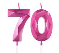 Hot Pink 70th Birthday Candles for Cake, Number 70 Candle for 70th Birthday Decorations, 3D Design Cake Topper Decor for Girls Womens Birthday Theme Party Weddings Anniversary Celebration Supplies