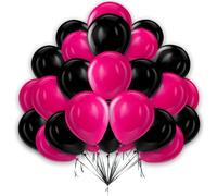 Hot Pink and Black Balloon Black Pink Balloons 10 Inch Latex Balloon Pack 25pcs for Kids Women's Birthday Decorations Wedding Baby Shower Engagement Party Supplies