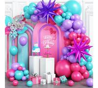 Hot Pink and Teal Blue Balloon Arch Garland Kit, Purple Rose Red Teal Blue Hot Pink Turquoise Party Balloons for Birthday Baby Shower Wedding Anniversary Party Decorations Supplies