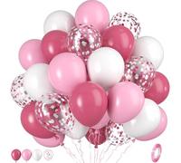 Hot Pink and White Balloons, 50pcs With Pink and Silver Confetti for Women's Birthday, Baby Shower, Wedding, Graduation, Bridal Shower Decorations