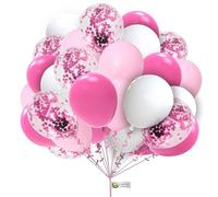 Hot Pink and White Balloons Pack of 30PCS 10Inch White Balloon with Metallic Pink Confetti Helium Latex Balloons Hot Pink White Balloon for Girls Theme Birthday Wedding Decorations