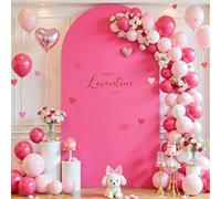 Hot Pink Arch Cover, 6.6FT Spandex Fitted Wedding Arch Stand Covers Round Top Chiara Backdrop Cover for Valentine's Day Birthday Party Ceremony Banquet Decoration