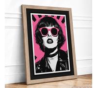 Hot Pink Attitude Pop Art Framed Wall Art Print A3 (42×29.7cm) Oak, Wall Decor for Living Room, Bedroom, Office & Home, Ready to Hang, Art Gift