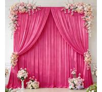 Hot Pink Backdrop Curtains for Wedding Parties, 4 Packs Hot Pink Backdrop Drapes Wrinkle Free Polyester Wedding Backdrop for Baby Shower Birthday Photo Home Party