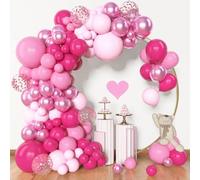 Hot Pink Balloon Arch Garland Kit Different Sizes 150pcs Rose Red Confetti Balloons Light Pink Party Balloons for Birthday Princess Party Valentine's Day Engagement Wedding Decorations
