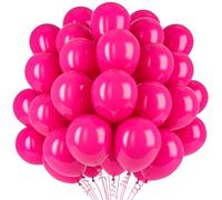 Hot Pink Balloons, 100 Pack Latex Helium Party Balloons | 2* 10m Ribbons, Thicken Latex Balloon, Supports Helium & Air, for Girl Women Princess Theme, Birthday Party Deco, Valentines