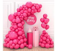 Hot Pink Balloons, 110pcs Rose Red Balloon Arch Kit, Retro Pink Balloon for Women Girl Birthday Party Decorations, Bridal Shower, Baby Shower, Party Backdrop Decorations(Red Balloons 18/12/10/5 Inch)