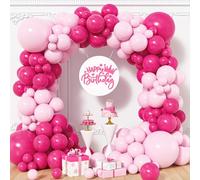 Hot Pink Balloons, 120 Pcs Hot Pink and Pink Latex Balloon Arch Garland Kit with Different Sizes 18/12/10/5 Inch for Girls Princess Theme Birthday Party Decor Baby Shower Wedding Anniversary Valentine