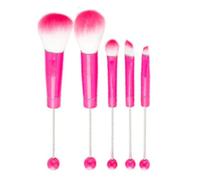 Hot Pink Beadable Makeup Brushes Set of 5 for Silicone Focal Beads Bulk DIY for Crafters Cosmetic Brush Kit Keychain Bar Eyeshadow Purple
