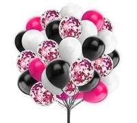 Hot Pink Black Balloons Set White Latex Balloon and Confetti Balloons 10 Inch Balloons 25 Pack last Rodeo Balloons for Girls Mouse Theme Birthday Party Bridal Shower Hen Party Decoration