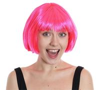 Hot Pink Bob Wig I Love Fancy Dress Pink 12 Pack