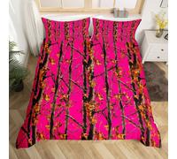 (Hot Pink Brown, Double(No Comforter)) Homewish Hunting Bear Deer Comforter Cover Army Green Camo American Flag Bedding Set Double For Kids Boys Teen Men,Woodland Hunting Theme Duvet Cover
