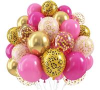 Hot Pink Cheetah Balloons, Pastel Pink Metallic Gold Leopard Print Balloons & Confetti Balloon, Jungle Animal Balloon Cheetah Decorations for Girls Birthday Bachelorette Party Safari Baby Shower Decor
