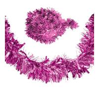 Hot Pink Christmas Tinsel Garland 2M - Thick and Thin Chunky Glittering Tinsel for New Year Parties Home Embellishment and Christmas Tree Decoration