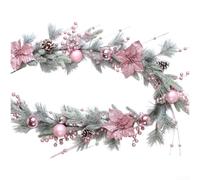 Hot Pink Christmas Wreath 45cm 50cm 55cm Snow-Coated Vine Frosted Balls | Pink plastic wreath soft flocked winter look flexible for pe vine base lively holiday decor
