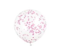 Hot Pink Confetti Clear Latex Balloons (30cm) Pack of 6 - Transparent Premium Latex, Perfect for Parties & Celebrations