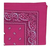 HOT PINK cotton bandana scarf SQUARE BLACK WHITE PAISLEY