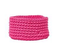 (Hot Pink) Cotton Knitted Round Storage Basket, 37 x 21 cm
