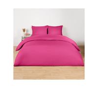 (Hot Pink, Double) OHS Plain Dyed Duvet Cover Quilt Bedding Set With Pillowcase Single Double King Size