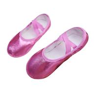 Hot Pink Elastic Strap Ballet Shoes for Girls Soft Practice Dance Shoes Shaped Kid Ballet Slippers Lightweight Split Soles Kids Shoes Slip-On Exercise Footwear UK Size 6