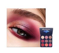 Hot Pink Eyeshadow Palette, Glitter Eye Makeup Palettes, 9 Colour Matte Shimmering, Red Eye Shadow Pallets for Women, Cool Women Make Up, Waterproof Long Lasting Highly Pigmented