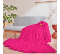 Hot Pink Faux Fur Furry Shaggy Plush Fuzzy Blanket, 50"x60" Ultra Soft Decorative Throw for Couch or Bedroom, Cozy Blanket for Women, Men, Teens and Girls
