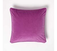 (Hot Pink) Filled Velvet Cushion with Piped Edge 46 x 46 cm