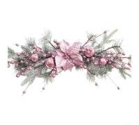 Hot Pink Flocked Christmas Wreath 45cm 50cm 55cm Snow-Coated Vine Base | Plastic material Shimmering metallic balls Flexible for doors mantels or stair railings Multiple size options