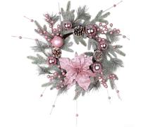 Hot Pink Flocked Christmas Wreath 45cm 50cm 55cm Snow-Coated Vine Base | Plastic material Shimmering metallic balls Flexible for doors mantels or stair railings Multiple size options