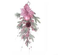 Hot Pink Flocked Christmas Wreath 45cm 50cm 55cm Snow-Coated Vine Base | Plastic material Shimmering metallic balls Flexible for doors mantels or stair railings Multiple size options