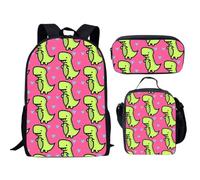 Hot Pink Girl Backpack Cute Lightweight Multi Compartment Bookbag 3 Piece Star Cute Zipper Adjustable Girls Backpack Set for Preschool Kindergarten Elementary Travel Outdoor Camping