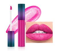 Hot Pink Glitter Lip Gloss Shimmering Liquid Lipsticks, Red Shimmer Sparkle Non-Stick Cup Bright Pink Metallic Lipstick, Long Lasting Highly Pigmented Lipstick, Silky Not Fade Non-sticky Lip Stain