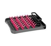 (Hot Pink/Grey) Dish Drainer With Cutlery Caddy, Polypropylene