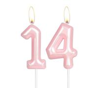 Hot Pink Happy 14th Birthday Candle,Pink Number 14 Candle,Birthday Cake Candle Decorations,Cake Candles Cake Toppers for Girls Women,Wedding Anniversary