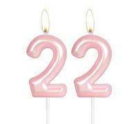 Hot Pink Happy 22nd Birthday Candle,Pink Number 22 Candle,Birthday Cake Candle Decorations,Cake Candles Cake Toppers for Girls Women,Wedding Anniversary