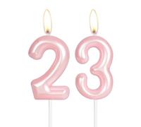 Hot Pink Happy 23rd Birthday Candle,Pink Number 23 Candle,Birthday Cake Candle Decorations,Cake Candles Cake Toppers for Girls Women,Wedding Anniversary
