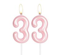 Hot Pink Happy 33rd Birthday Candle,Pink Number 33 Candle,Birthday Cake Candle Decorations,Cake Candles Cake Toppers for Girls Women,Wedding Anniversary