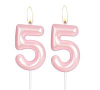 Hot Pink Happy 55th Birthday Candle,Pink Number 55 Candle,Birthday Cake Candle Decorations,Cake Candles Cake Toppers for Girls Women,Wedding Anniversary