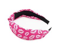 Hot Pink Headband - Women Girls Fashionable Lip Hair Wrap Accessory - for Daily Styling Yoga Parties or Hair Looks with Party Themes Expressive Hairstyles (Hot Pink)