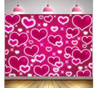 Hot Pink Heart Backdrop 7x5FT Valentines Day Decorations Background for Photography Early 2000s Y2k Birthday Party Decoration Photo Props