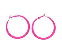 Hot Pink Hoop Earrings for Women Neon Large Statement Hoops Lightweight Big 80s 90s Earrings Glow Party Y2K Jewelry, M, Resin, No Gemstone