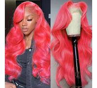 Hot Pink Lace Front Wig Human Hair Body Wave 13x6 Hd Lace Frontal Wigs Glueless Pre Plucked with Baby Hair for Women 180% Density Rose Pinky Colored 24 Inch