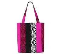 Hot Pink Leopard And Zebra Animal Print,Reusable Grocery Bags Shopping Tote Bags Large Capacity Canvas Shoulder bag