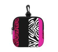 Hot Pink Leopard and Zebra Animal Print, Square Zipper Storage Bag, Neoprene Coin Purse, Small Wallets, Change Pouch, Change Purse