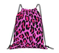 Hot Pink Leopard Drawstring Bag Unisex String Backpack Versatile Swimming Bag For Yoga Swim Holiday 36X42Cm