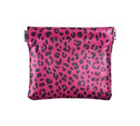 Hot Pink Leopard Print Squeeze Coin Purse Pouch Change Holder PU Leather Mini Wallet Coin Pocket for Women Girls Men