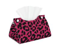 Hot Pink Leopard Skin Pattern Black Spot Tissue Box Cover | Rectangle Pu Leather Tissue Box Holder For Car Bathroom Bedroom Desk Tabletop Decor