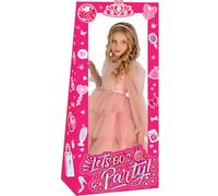 Hot Pink Let's Go Party Birthday Photo Booth Props 4.5ft Tall Life Size Stand in Cardboard, Pink Photo Booth Props Princess Doll Theme Decor for Girls Birthday Party Supplies(53.9 * 39.3inches)