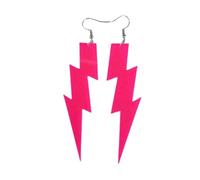 Hot Pink Lightning Bolt Dangle Earrings - Lightweight Acrylic Statement Drop Earrings with French Hook, Retro 80s/90s Geometric Fashion Jewelry
