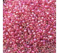 HOT PINK LINED CRYSTAL AB CRYSTAL MIYUKI SEED BEADS APPX 22GM TUBE 8/0 Round
